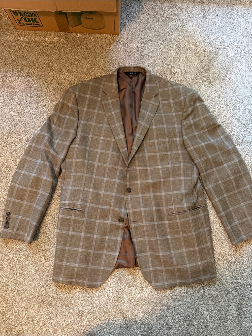 Joseph A Bank Men's Brown Windowpane Blazer - 48L